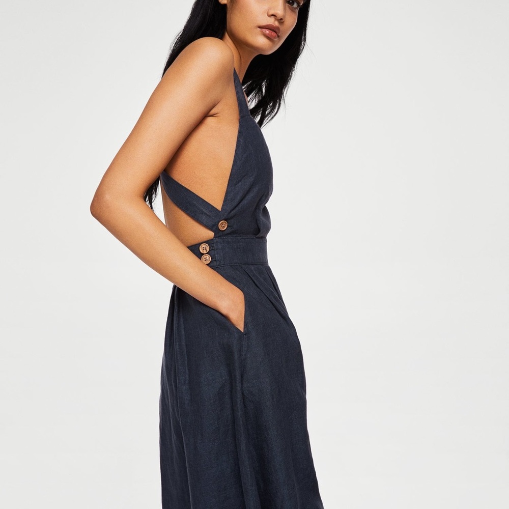 Mango Linen-blend midi dress